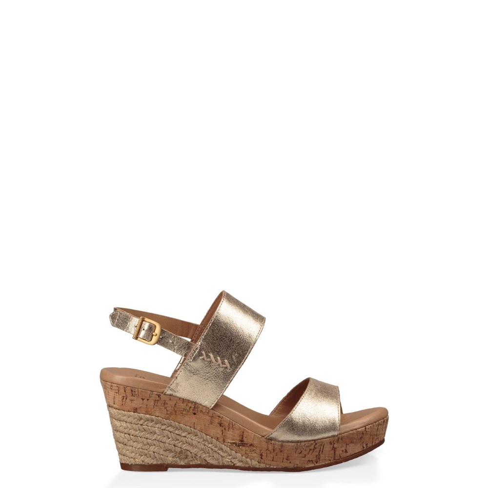 UGG Metallic Gold Wedge Sandals